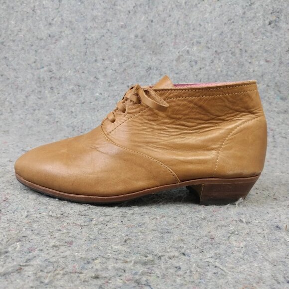 Vuiko Boots Womens 37 EU Ankle Boots Brown Soft Leather Block Heels Lace Up - Picture 1 of 11